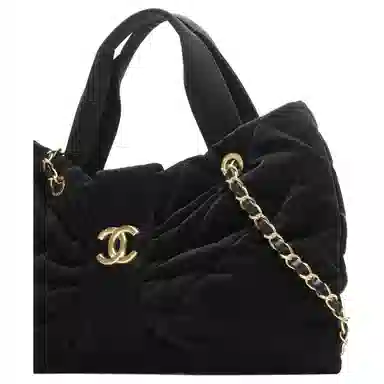Chanel 25K Velvet Bow Nylon Tote