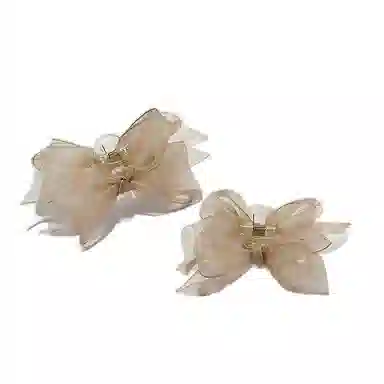 左欧 欧根纱蝴蝶结刘海夹高级感 发夹 女款