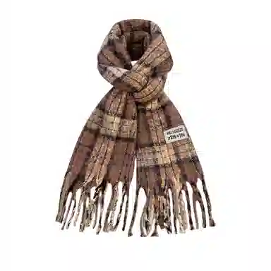 北极绒 秋冬季韩版高级感温暖格子百搭加厚加长披肩 聚酯纤维 绒线围巾 男女同款情侣款