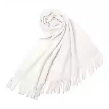 红豆 品牌简约纯色素色灰色白色黑色特级斜纹披肩两用 羊毛 绒线围巾 男女同款情侣款