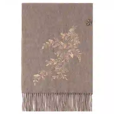 上海故事 刺绣珠绣盘精致柔软优雅扣两用 绵羊毛 绒线围巾 女款