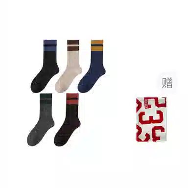 二三二三 羊毛保暖抗寒撞色条纹运动袜舒适柔软吸汗透气高弹居家休闲袜日常通勤跑步爬山健身骑行滑雪中筒袜 男款