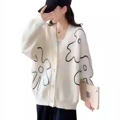 丝絮丝绸 韩版秋季宽松时尚高级感慵懒风上衣针织衫 女款
