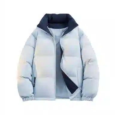 鸭鸭 基础款简约韩系解构袋口字母印花图案设计感运动休闲山系户外通勤撞色防风防寒宽松柔软百搭舒适保暖立领面包羽绒服 男女同款