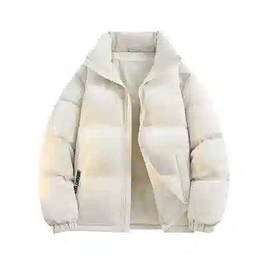 鸭鸭 基础款简约韩系解构袋口字母印花图案设计感运动休闲山系户外通勤撞色防风防寒宽松柔软百搭舒适保暖立领面包羽绒服 男女同款