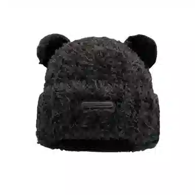 北极绒 毛绒可爱小熊加厚舒适显脸小大头织护耳 聚酯纤维 绒线帽 男女同款情侣款