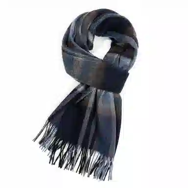 一米画纱 柔软触感经典格纹加厚保暖舒适格子条纹撞色流苏 山羊绒 绒线围巾 男女同款情侣款