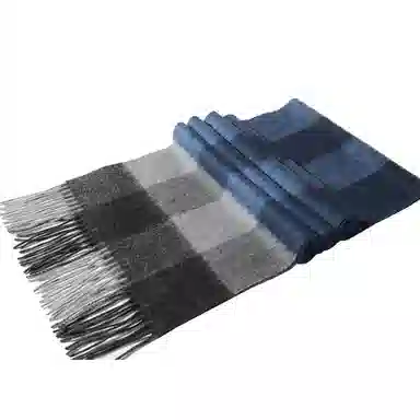 一米画纱 柔软触感经典格纹加厚保暖舒适格子条纹撞色流苏 山羊绒 绒线围巾 男女同款情侣款