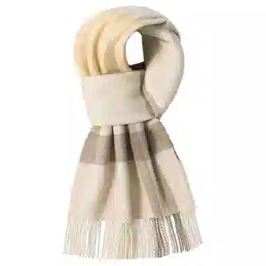 一米画纱 柔软触感经典格纹加厚保暖舒适格子条纹撞色流苏 山羊绒 绒线围巾 男女同款情侣款