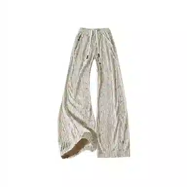 布客行 大码可穿束脚直筒可调节不规则明线褶皱拼接设计垂感抗皱免熨烫显高瘦腿长美式高街弯刀微喇休闲裤 男女同款