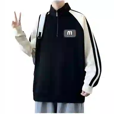 木木兔 美式高街重磅长袖男生秋冬潮流穿搭简约男款冬天时尚轻奢百搭冬季衣服国潮宽松立领学生上衣卫衣 男女同款