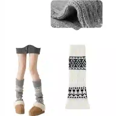 妮轻 羊毛加厚保暖菱形个性中筒袜 女款