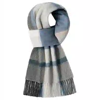 一米画纱 柔软触感经典格纹加厚保暖舒适格子条纹撞色流苏 山羊绒 绒线围巾 男女同款情侣款