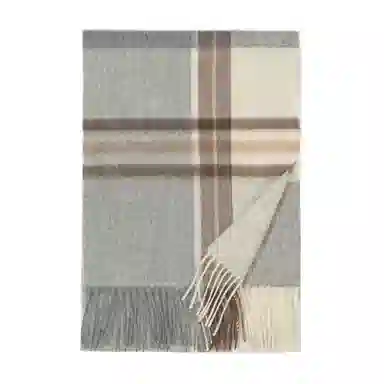 一米画纱 柔软触感经典格纹加厚保暖舒适格子条纹撞色流苏 山羊绒 绒线围巾 男女同款情侣款