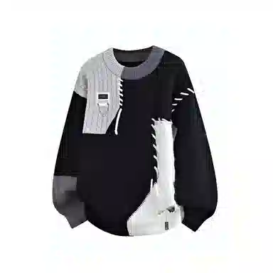 布客行  美式复古慵懒风高级感软糯舒适加绒加厚保暖圆领外穿宽松休闲学院风少年感百搭潮流弹力针织衫 男女同款