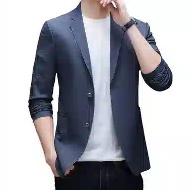 男士纯色时尚修身舒适潮流百搭休闲长袖单西外套西装 男款