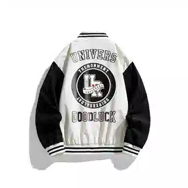 物质公式  美式复古高街拼接撞色学院风设计感字母印花街头嘻哈防风飞行员教练夹克外套舒适宽松百搭休闲情侣潮流短款谷仓棒球服 男女同款