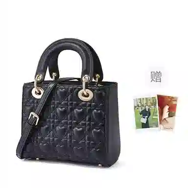 红蜻蜓 时尚百搭戴妃包小众设计爱心气质日常 牛剖层革拼合成革 斜挎包手提包 常规 女款 黑色