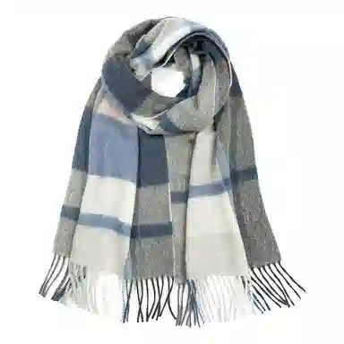 一米画纱 柔软触感经典格纹加厚保暖舒适格子条纹撞色流苏 山羊绒 绒线围巾 男女同款情侣款