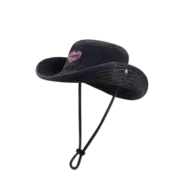 杨同学 甜酷辣妹风爱心西部牛仔风遮阳 涤纶 渔夫帽 女款 卡其/黑色/粉色