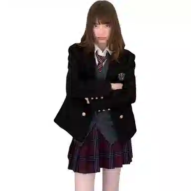 东鲸岁时记 开学优雅学院风白色刺绣百褶裙伯克利半身裙短裙学生日常甜美可爱裙装套装 女款