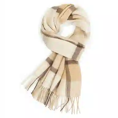 一米画纱 柔软触感经典格纹加厚保暖舒适格子条纹撞色流苏 山羊绒 绒线围巾 男女同款情侣款