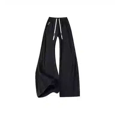 布客行 大码可穿束脚直筒可调节不规则明线褶皱拼接设计垂感抗皱免熨烫显高瘦腿长美式高街弯刀微喇休闲裤 男女同款