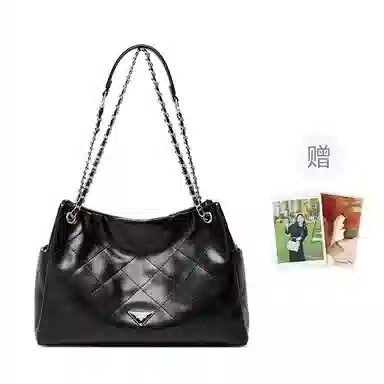 红蜻蜓 菱格链条腋下包时尚潮流 合成革 单肩包 常规 男女同款情侣款 黑色