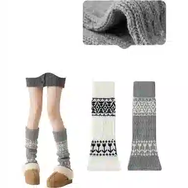妮轻 羊毛加厚保暖菱形个性中筒袜 女款