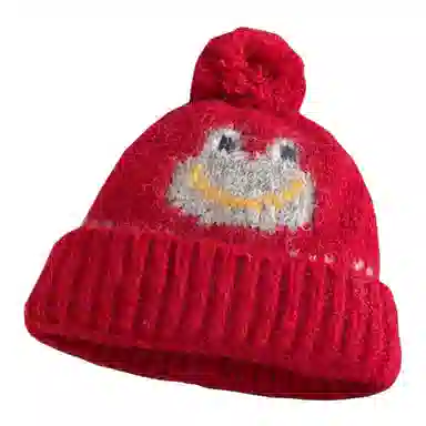 艾佳微 可爱钩花搞怪有趣保暖百搭加厚显白套头针织帽 腈纶 绒线帽 男女同款情侣款