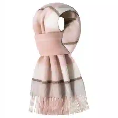 一米画纱 柔软触感经典格纹加厚保暖舒适格子条纹撞色流苏 山羊绒 绒线围巾 男女同款情侣款