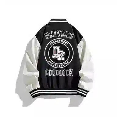 物质公式  美式复古高街拼接撞色学院风设计感字母印花街头嘻哈防风飞行员教练夹克外套舒适宽松百搭休闲情侣潮流短款谷仓棒球服 男女同款