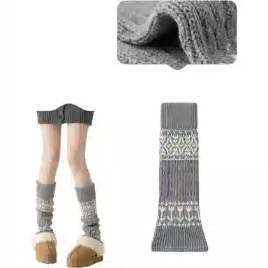 妮轻 羊毛加厚保暖菱形个性中筒袜 女款