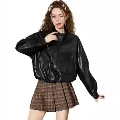 法文箱子 高级感小个子机车夹克 女款