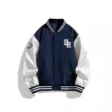 物质公式  美式复古高街拼接撞色学院风设计感字母印花街头嘻哈防风飞行员教练夹克外套舒适宽松百搭休闲情侣潮流短款谷仓棒球服 男女同款