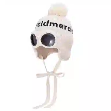 艾佳微 户外防寒保暖护耳 套头帽带眼镜毛球 腈纶 绒线帽 男女同款情侣款