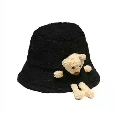 艾佳微 【可爱嵌嵌熊】韩版百搭毛绒学生保暖滑雪出行 羊羔毛 渔夫帽 男女同款情侣款