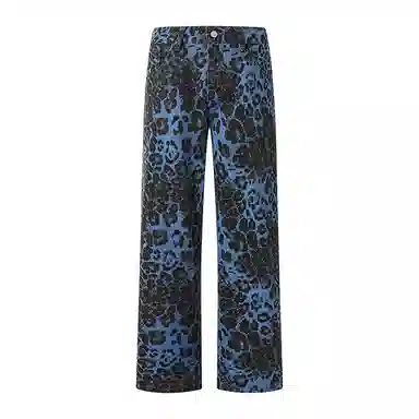 AiLoT Vintage Leopard Denim Pants