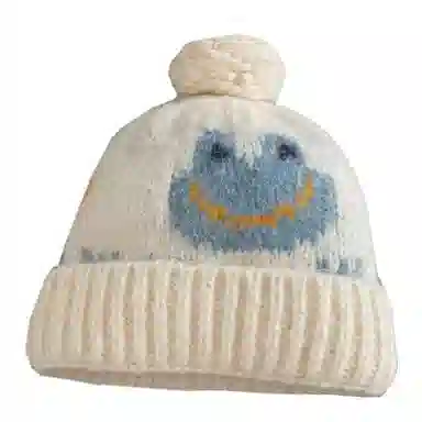 艾佳微 可爱钩花搞怪有趣保暖百搭加厚显白套头针织帽 腈纶 绒线帽 男女同款情侣款