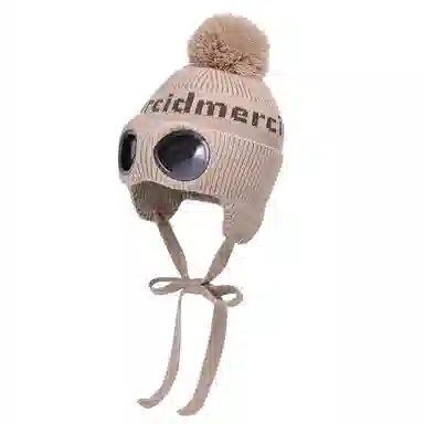 艾佳微 户外防寒保暖护耳 套头帽带眼镜毛球 腈纶 绒线帽 男女同款情侣款
