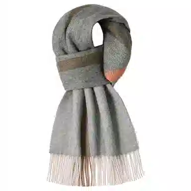 一米画纱 柔软触感经典格纹加厚保暖舒适格子条纹撞色流苏 山羊绒 绒线围巾 男女同款情侣款