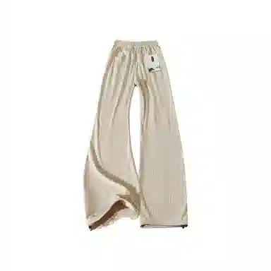 【两穿灯芯绒松紧腰带】布客行 大码可穿不规则明线褶皱拼接设计垂感抗皱免熨烫显高瘦显腿长美式高街弯刀微喇保暖长裤子休闲裤 男女同款