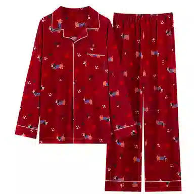 莫代尔 时尚百搭舒适柔软亲肤细腻长袖长裤家居服可外穿睡衣套装 男女同款