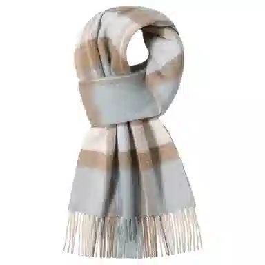 一米画纱 柔软触感经典格纹加厚保暖舒适格子条纹撞色流苏 山羊绒 绒线围巾 男女同款情侣款