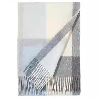 一米画纱 柔软触感经典格纹加厚保暖舒适格子条纹撞色流苏 山羊绒 绒线围巾 男女同款情侣款