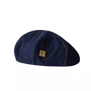 钓鱼熊 画家日系复古牛仔韩版百搭时尚显脸小蓓蕾 聚酯纤维 贝雷帽 男女同款情侣款