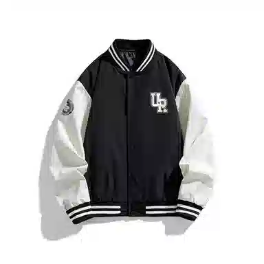 物质公式  美式复古高街拼接撞色学院风设计感字母印花街头嘻哈防风飞行员教练夹克外套舒适宽松百搭休闲情侣潮流短款谷仓棒球服 男女同款