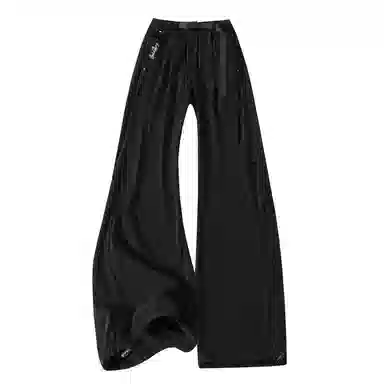 【两穿灯芯绒松紧腰带】布客行 大码可穿不规则明线褶皱拼接设计垂感抗皱免熨烫显高瘦显腿长美式高街弯刀微喇保暖长裤子休闲裤 男女同款