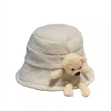 艾佳微 【可爱嵌嵌熊】韩版百搭毛绒学生保暖滑雪出行 羊羔毛 渔夫帽 男女同款情侣款