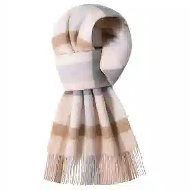 一米画纱 柔软触感经典格纹加厚保暖舒适格子条纹撞色流苏 山羊绒 绒线围巾 男女同款情侣款